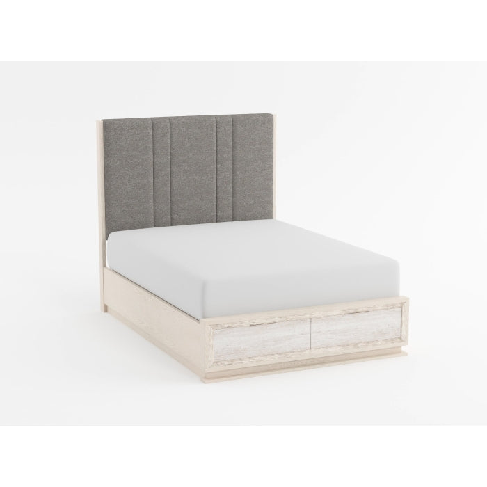 Noctis Beige Eastern King Platform Bed With Footboard Storage