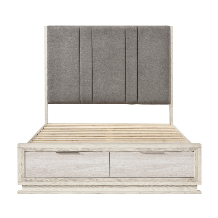 Noctis Beige Eastern King Platform Bed With Footboard Storage