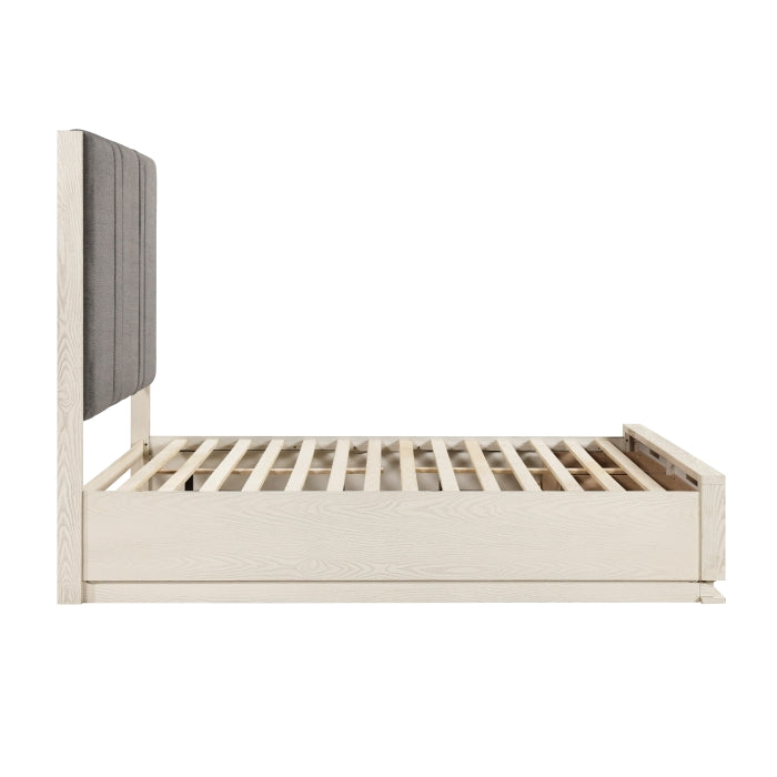 Noctis Beige Eastern King Platform Bed With Footboard Storage