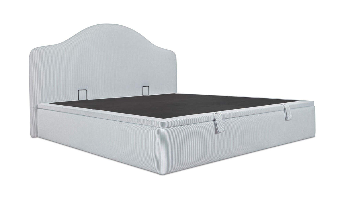 Noelle Light Blue Stripe Queen Storage Bed - Ornate Home