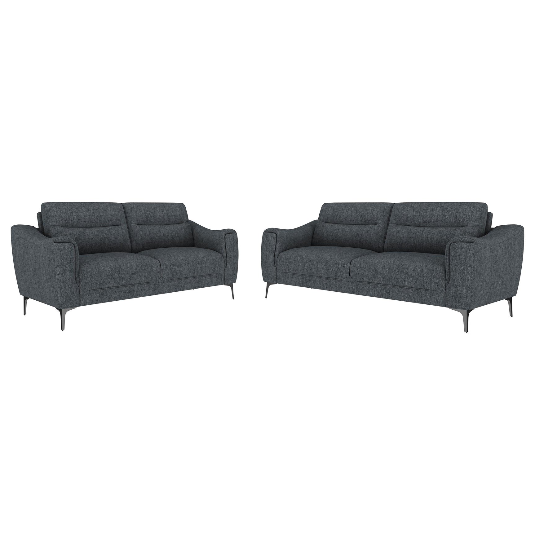 Nolan Charcoal 2-piece Upholstered Sofa Set - Ornate Home