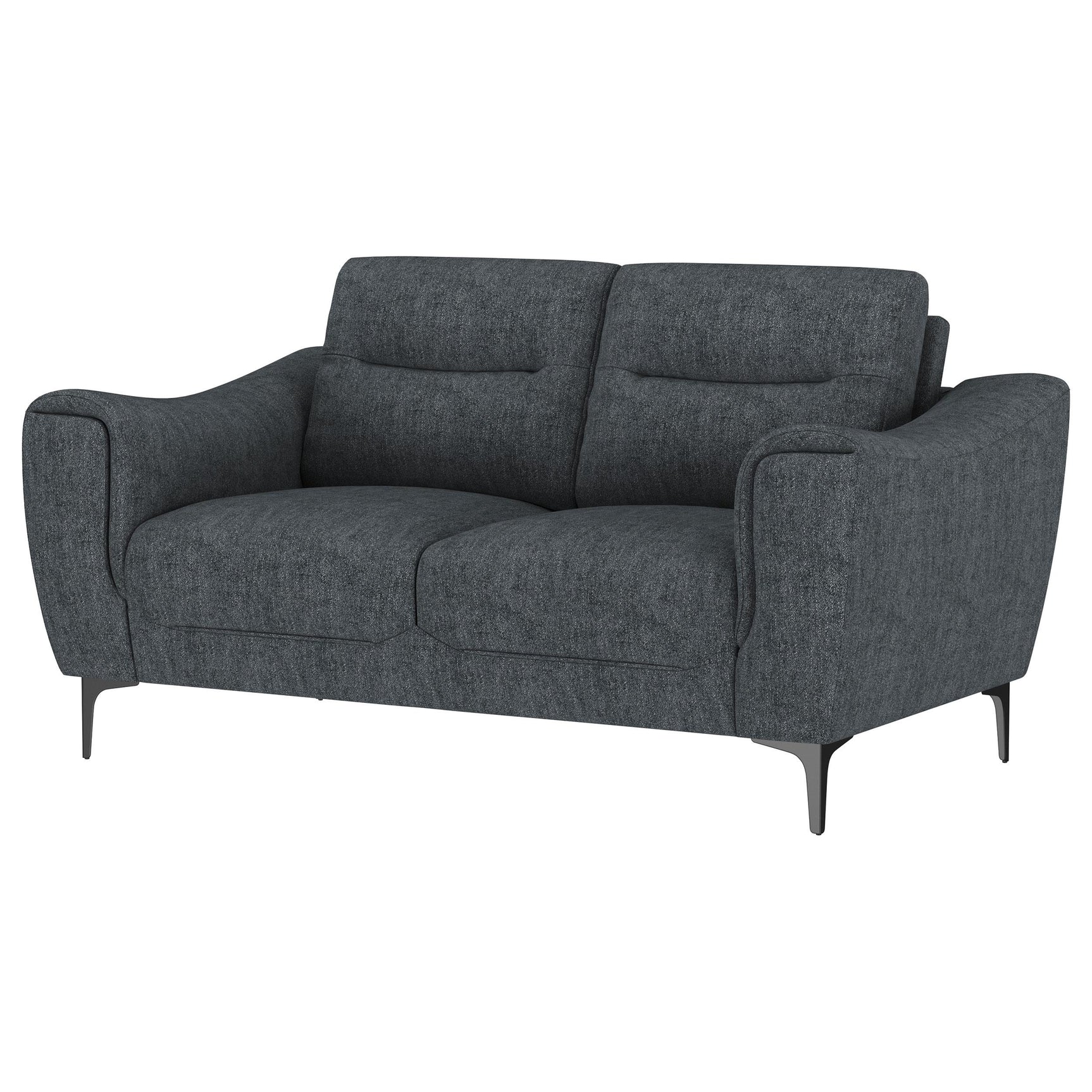 Nolan Charcoal Upholstered Sloped Track Arm Loveseat - Ornate Home