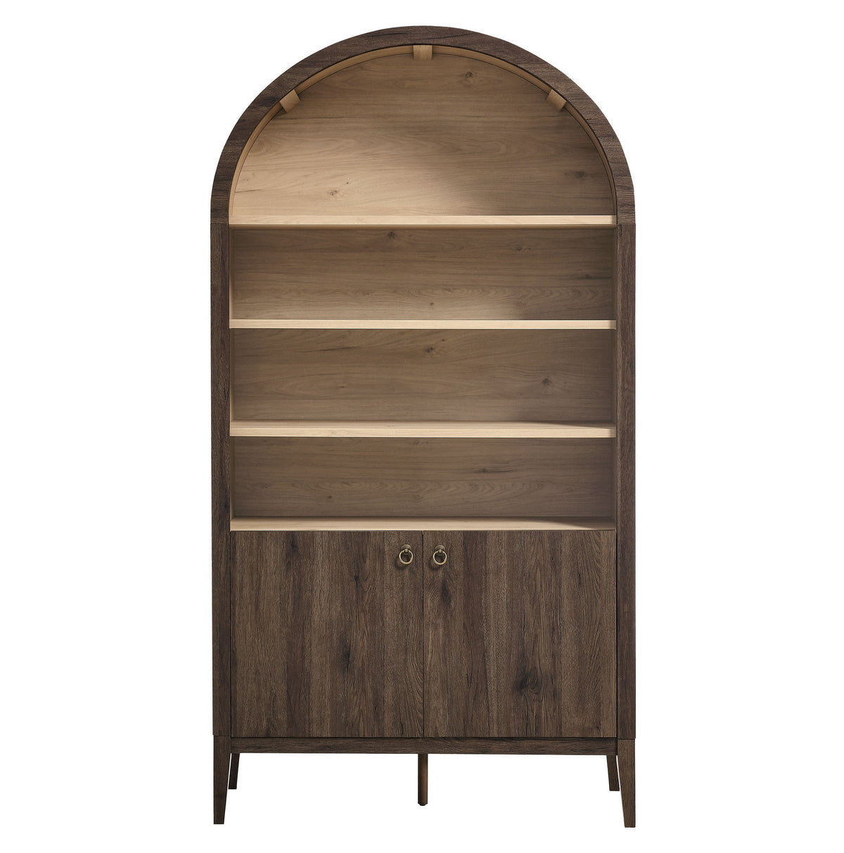Nolan Dark Walnut 74" Tall Wide Arched Storage Display Cabinet Bookshelf