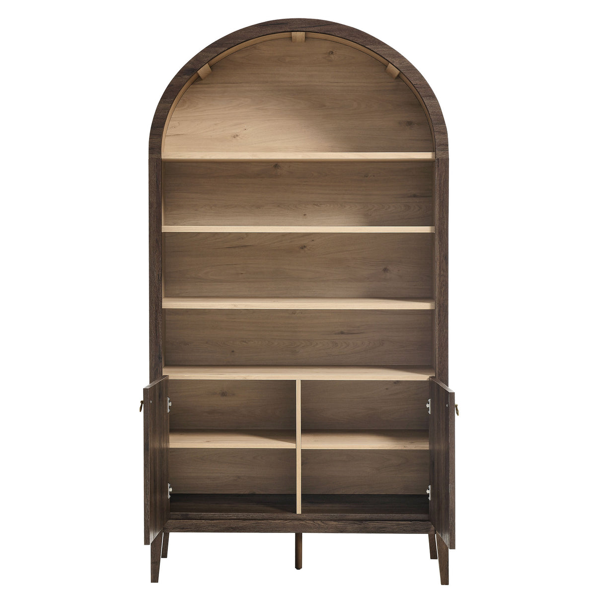 Nolan Dark Walnut 74" Tall Wide Arched Storage Display Cabinet Bookshelf