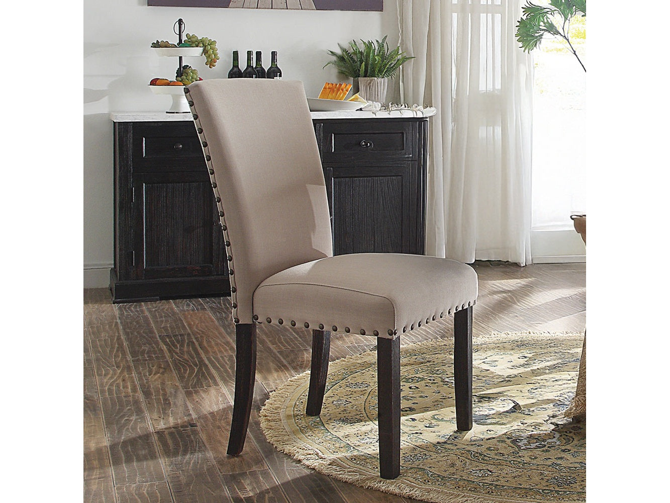 Nolan Linen/Weathered Black Side Chair (Set of 2) - Ornate Home