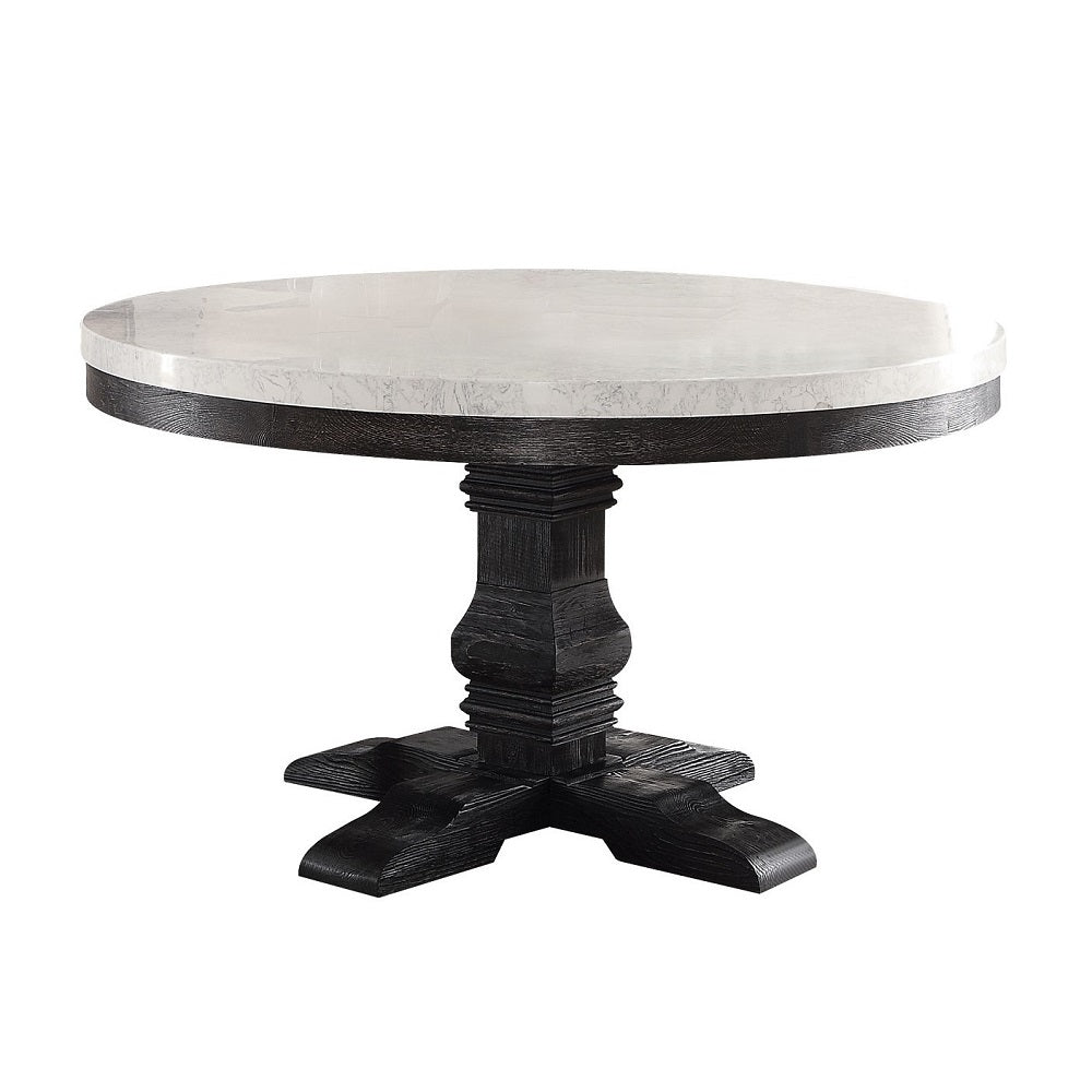 Nolan White Marble & Salvage Dark Oak Dining Table - Ornate Home