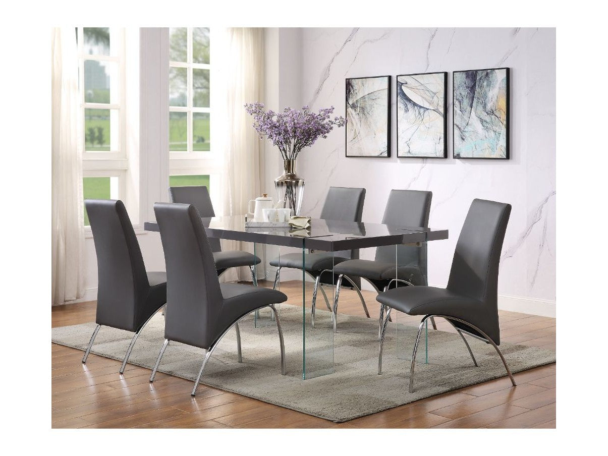 Noland Gray High Gloss & Clear Glass Dining Table - Ornate Home