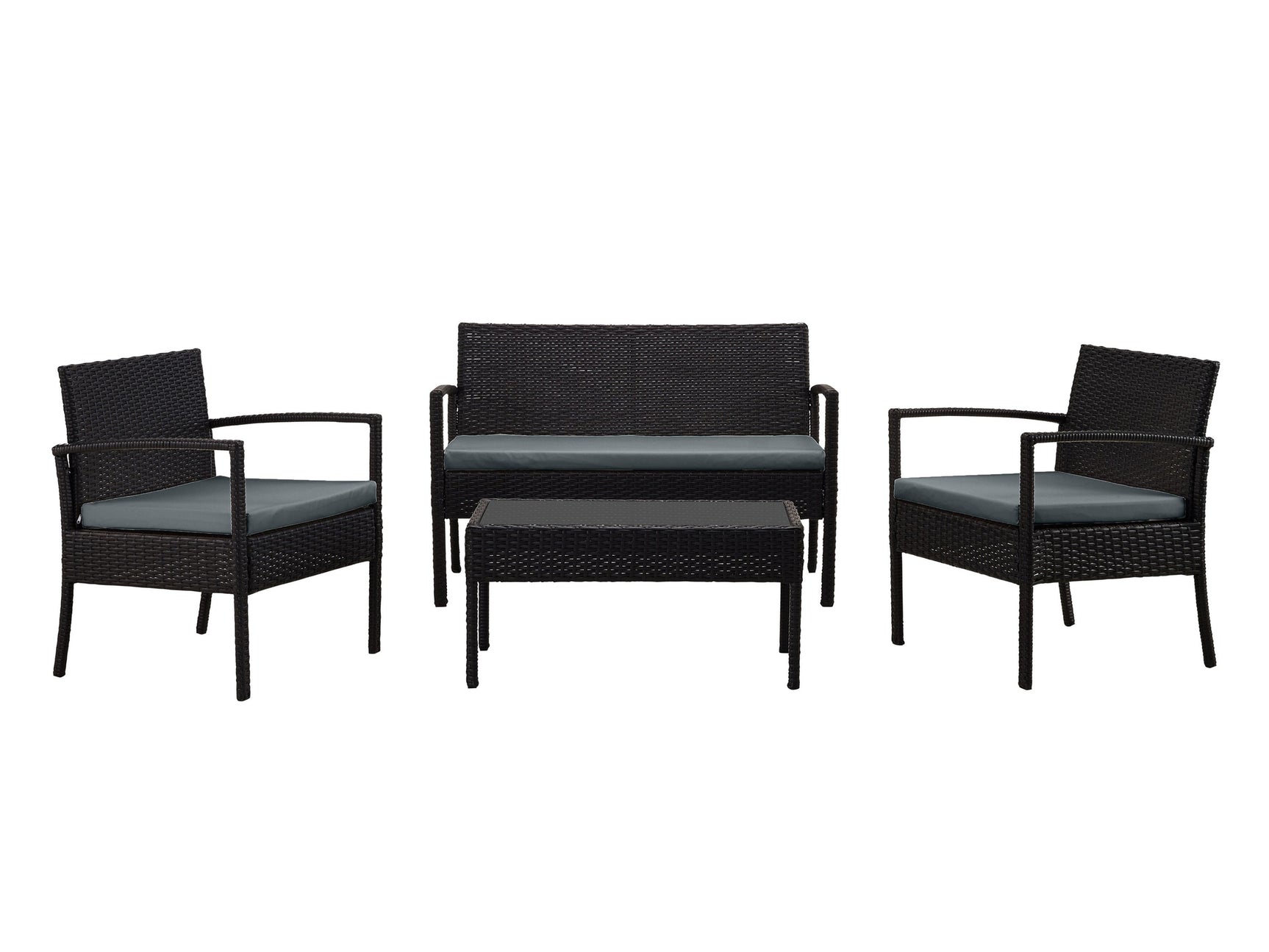 Noli Patio 4-Person Conversation Set with Coffee Table with Grey Cushions - Ornate Home