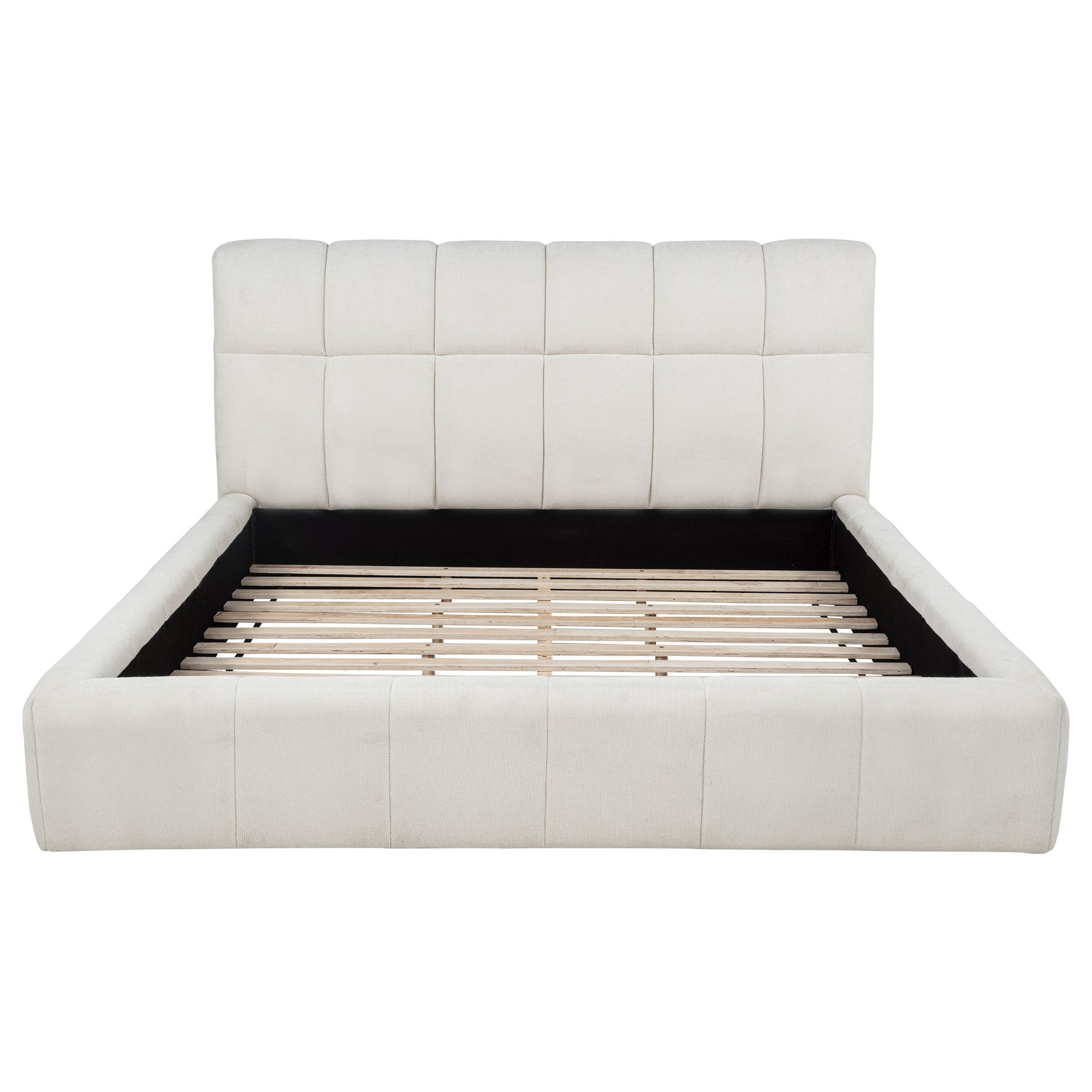 Nollet Cream 48-inch Upholstered Eastern King Platform Bed - Ornate Home