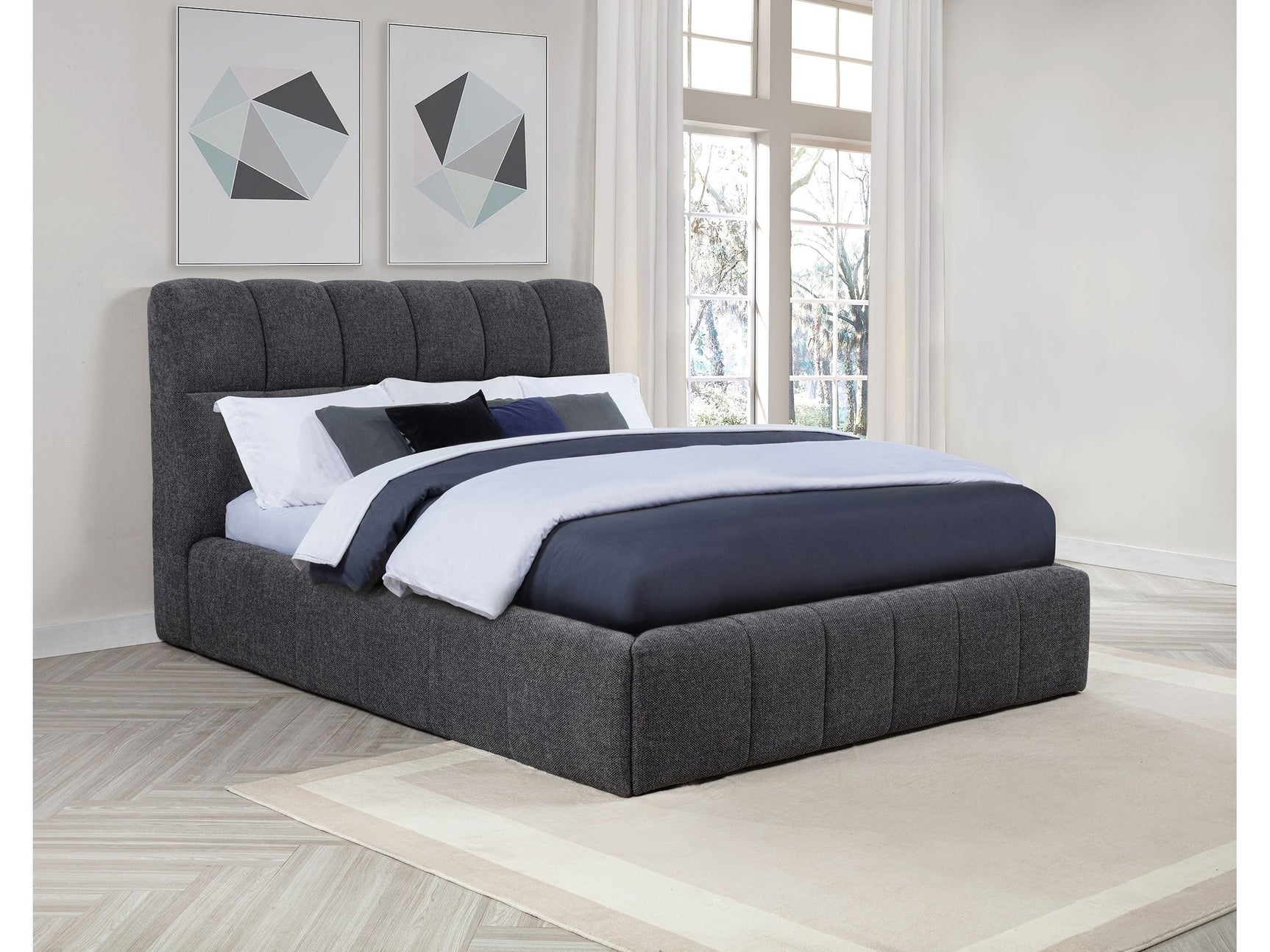 Nollet Grey 48-inch Upholstered California King Platform Bed - Ornate Home