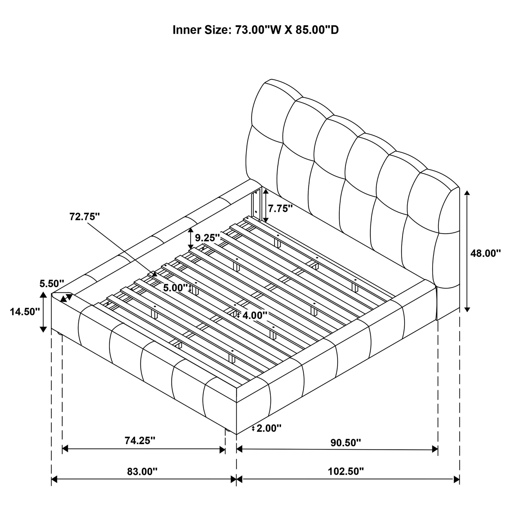 Nollet Grey 48-inch Upholstered California King Platform Bed - Ornate Home