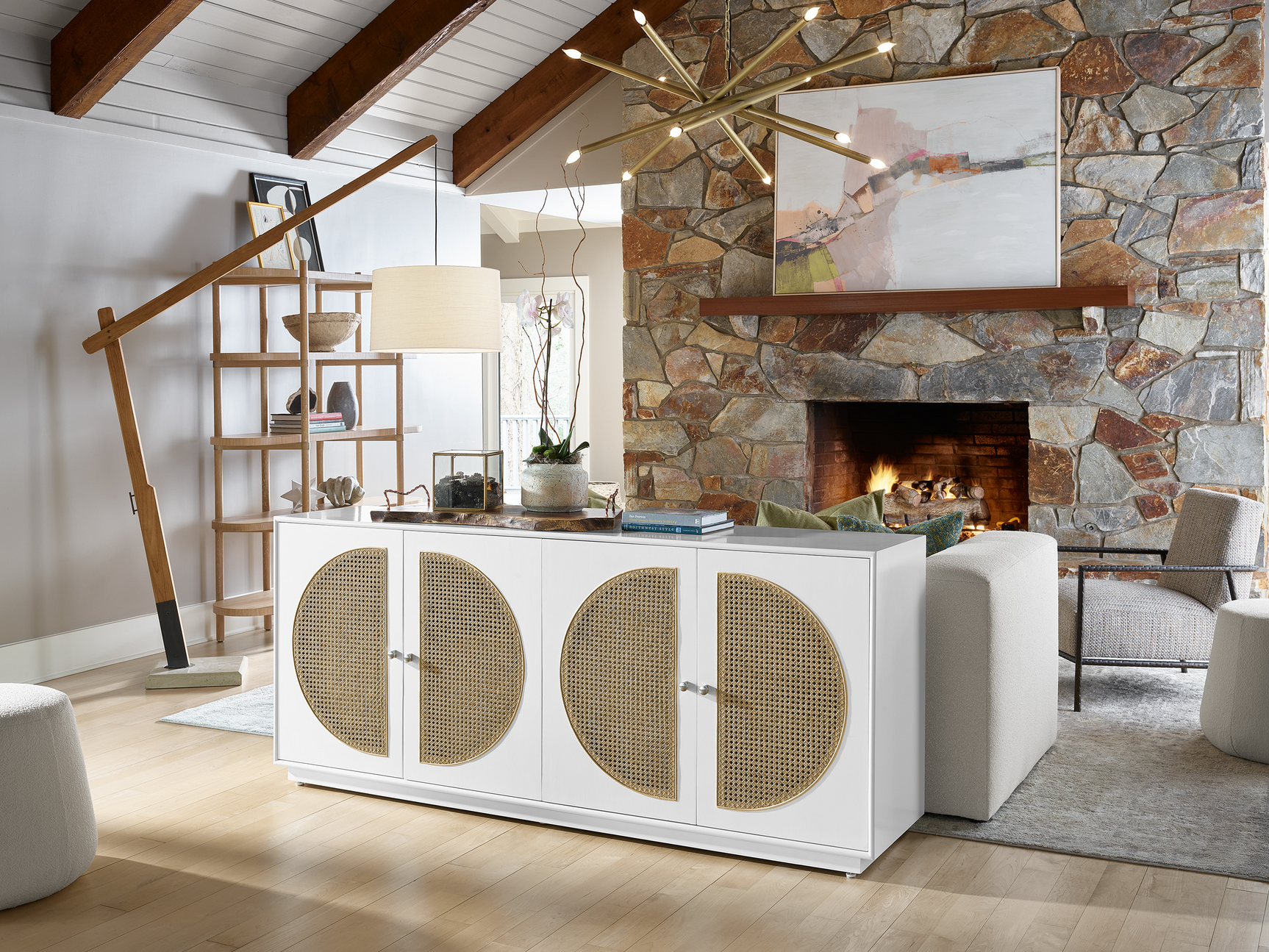 Nomad Glacier/Cane Credenza - Ornate Home
