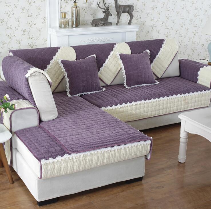 Non-Slip Sectional Couch Cover with Lace, Furniture Protector for Dogs, Pets, and Kids II - Ornate Home
