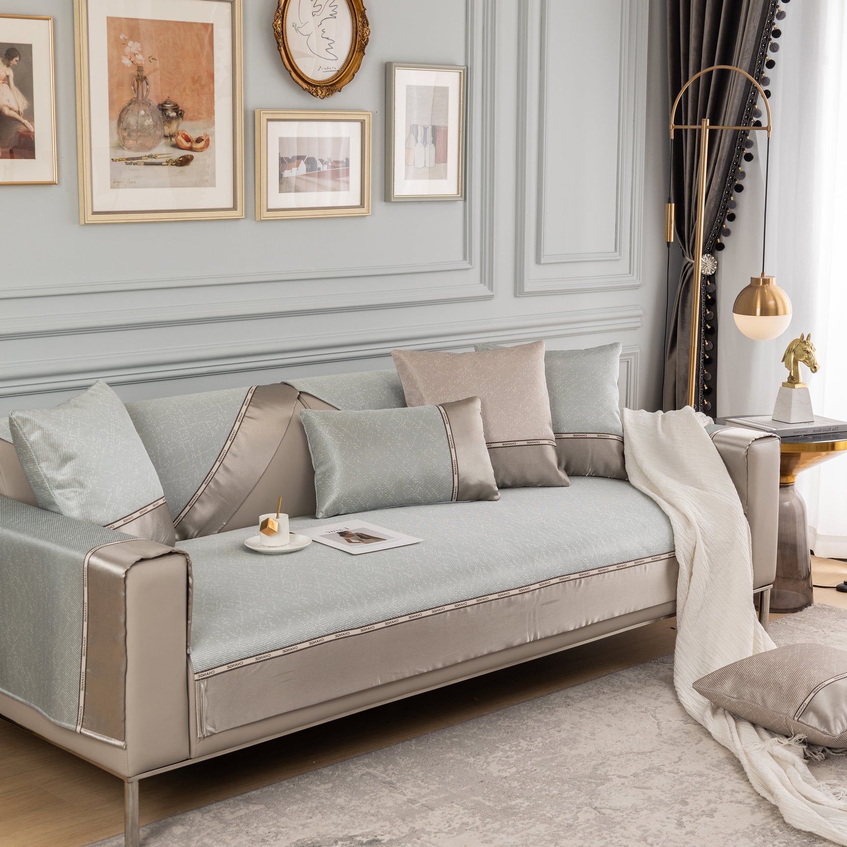 Non-Slip Universal Couch Covers for Sectional Sofas & Cushions - Slipcovers for Dogs and Pets - Ornate Home