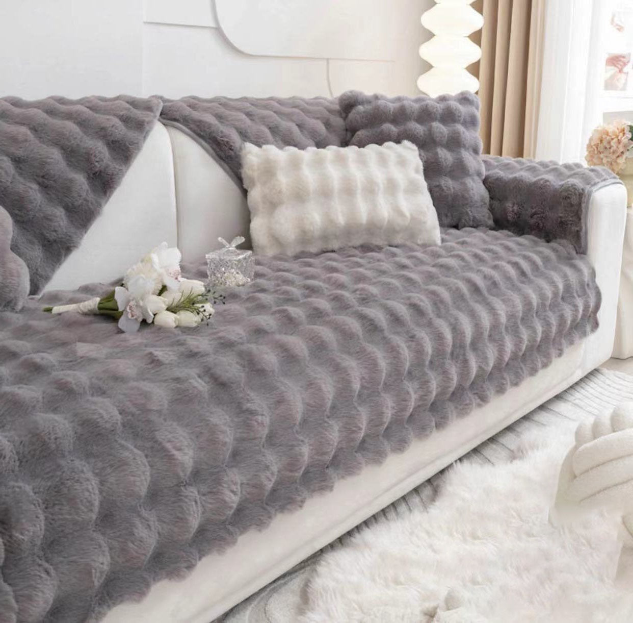 Non-slip Faux Fur Sofa Cover – Super Soft, Fluffy, and Stylish Couch Covers II - Ornate Home