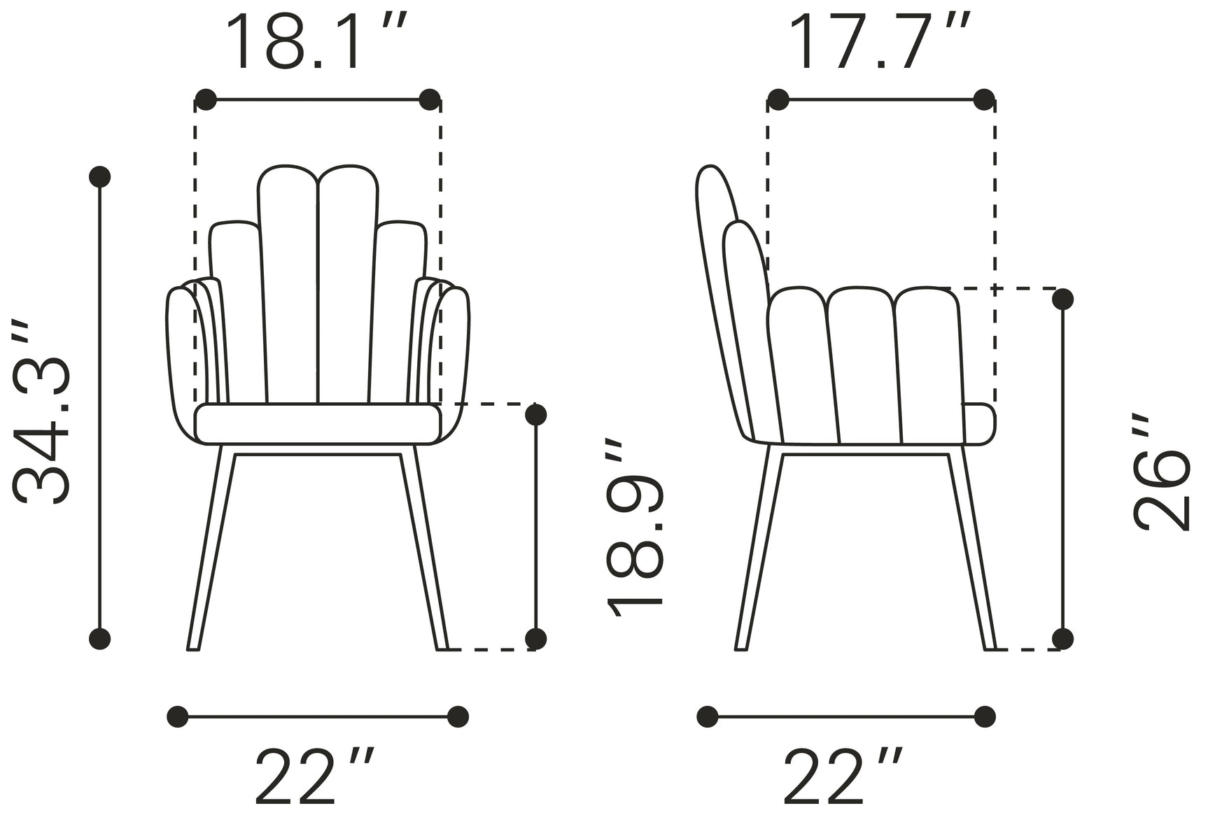 Noosa Navy Blue Dining Chair (Set of 2) - Ornate Home