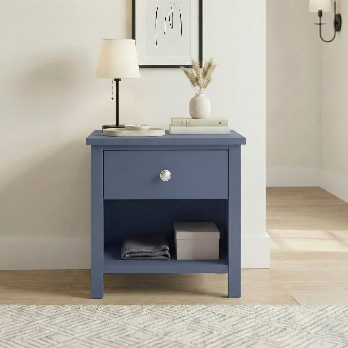 Nora Blue 1-Drawer Nightstand - Ornate Home