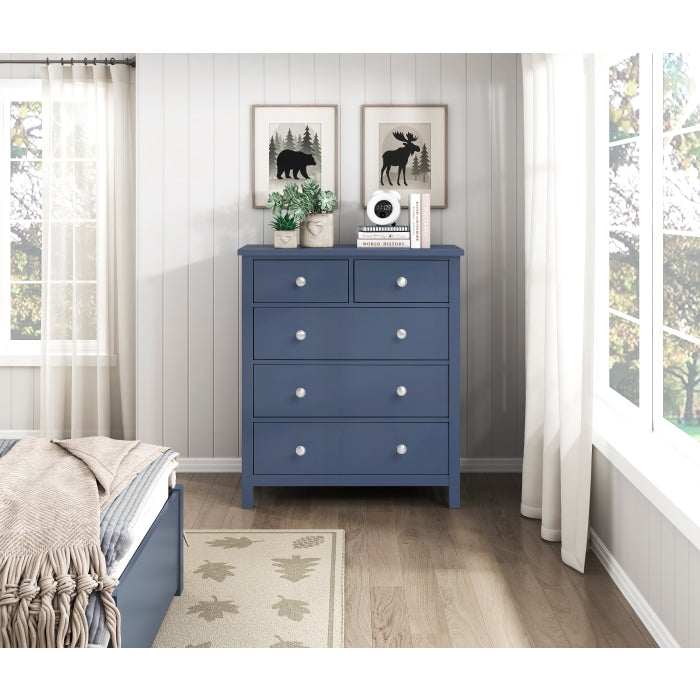 Nora Blue 5-Drawer Chest