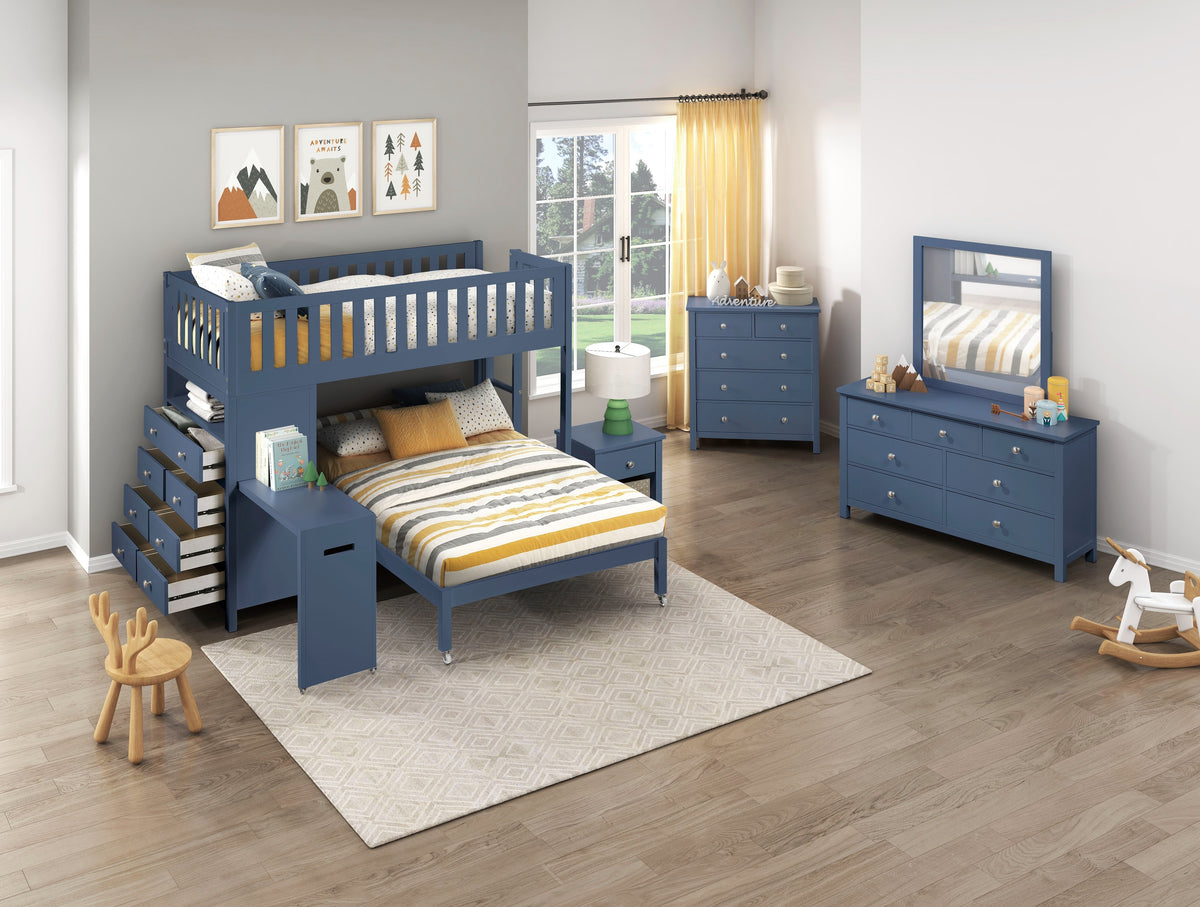 Nora Blue 5-Drawer Chest - Ornate Home