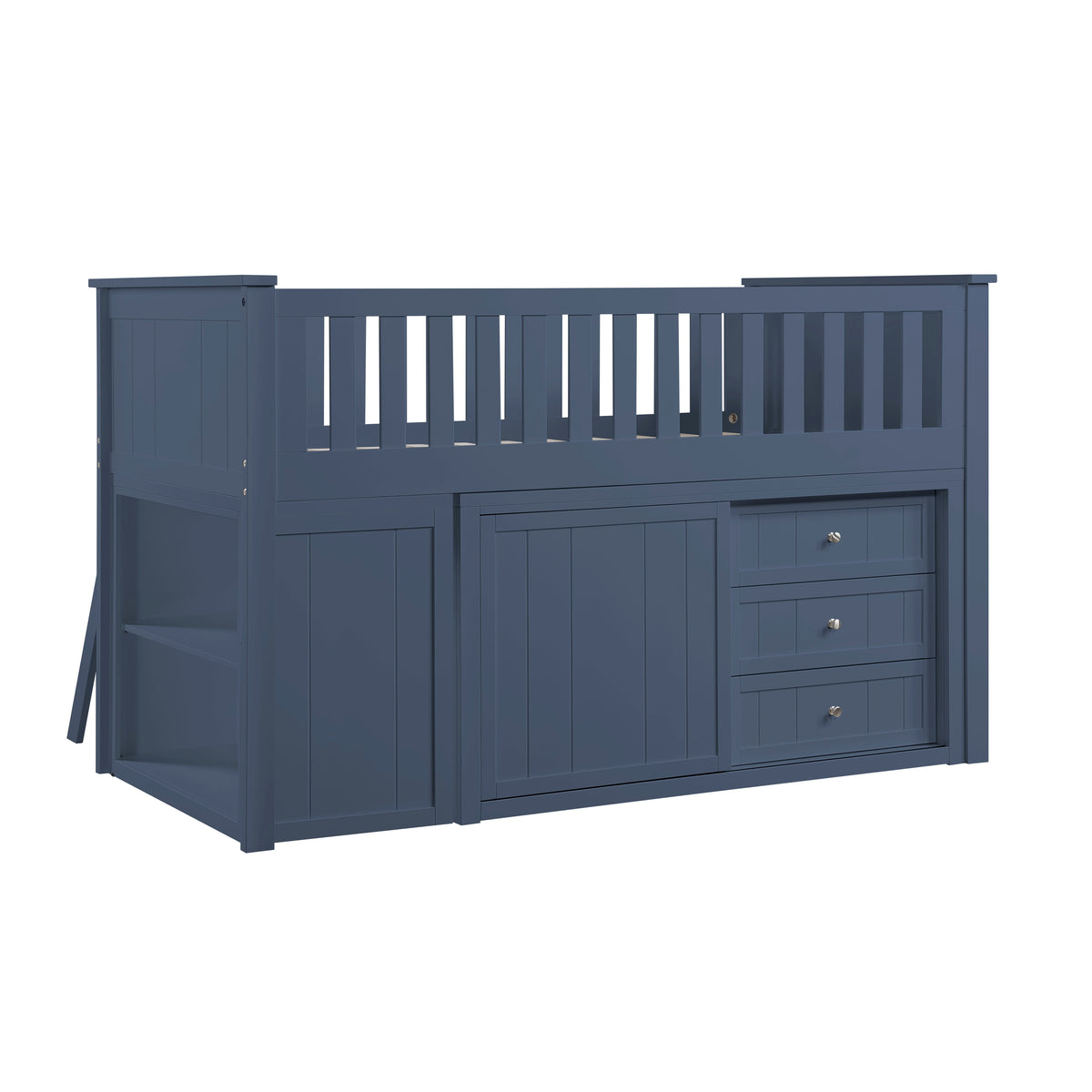 Nora Blue Low Loft Bunk With Bookcase And 2 Dressers - Ornate Home
