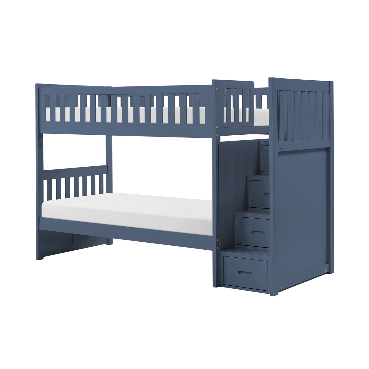 Nora Blue Twin Step Bunk Bed - Ornate Home