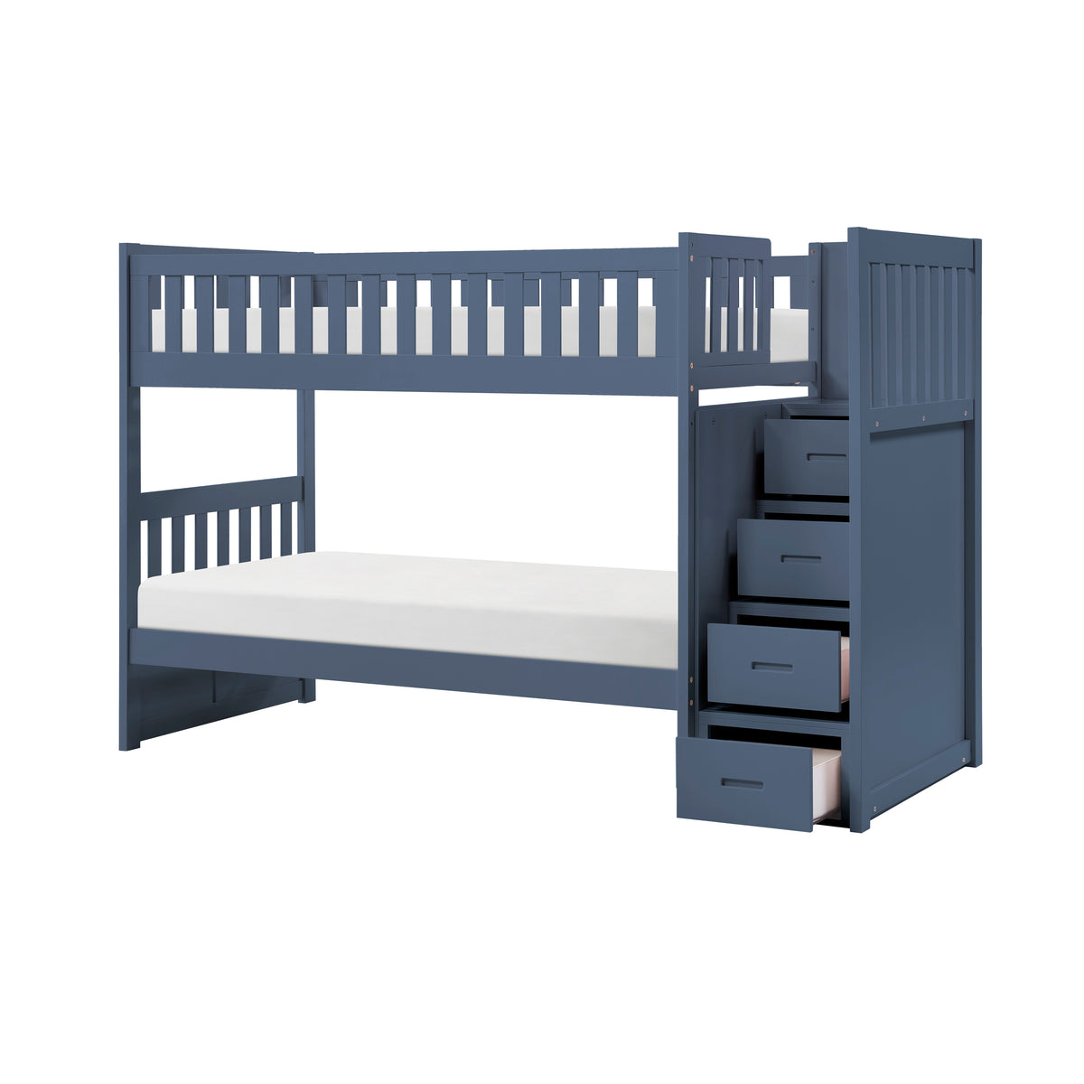 Nora Blue Twin Step Bunk Bed - Ornate Home