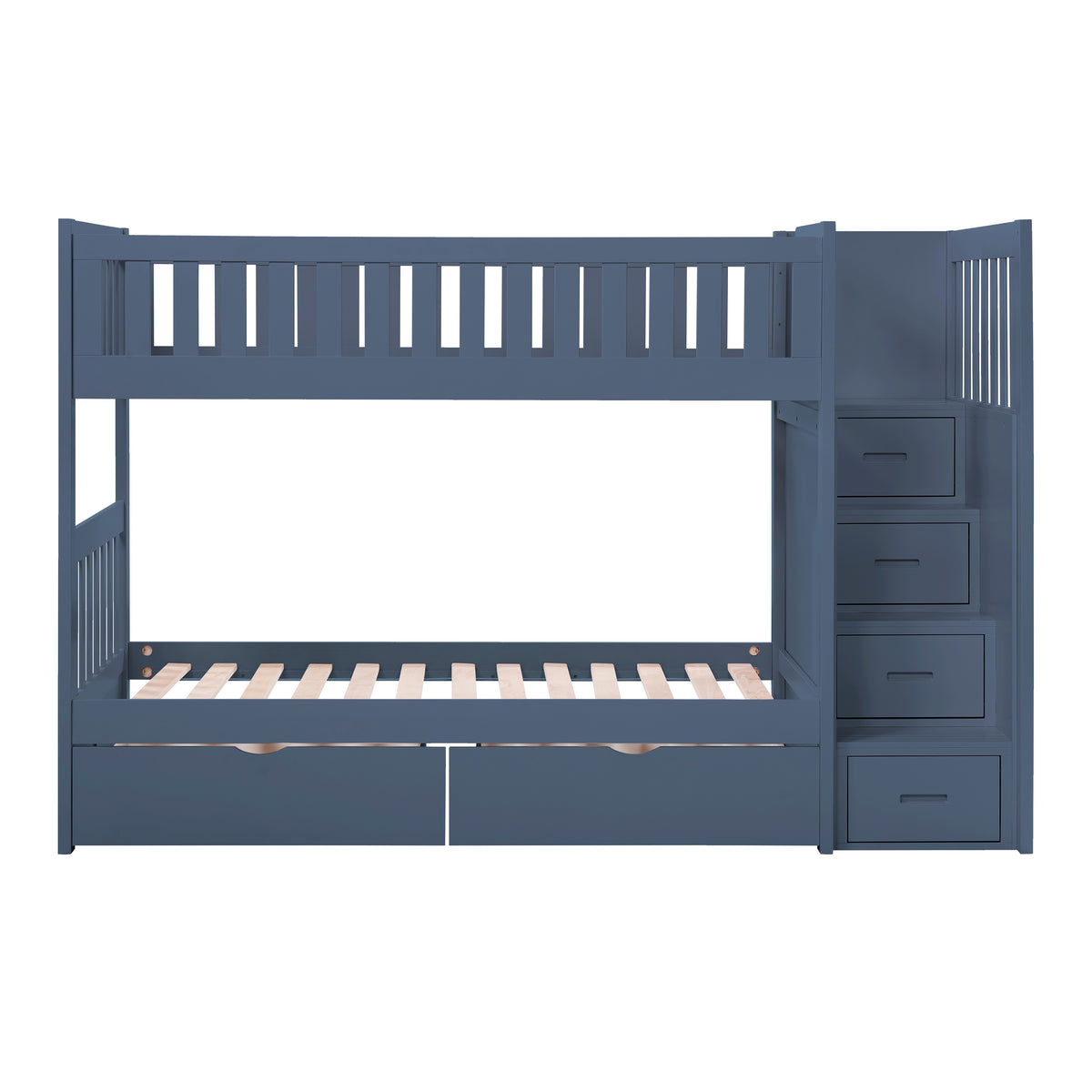 Nora Blue Twin Step Bunk Bed - Ornate Home