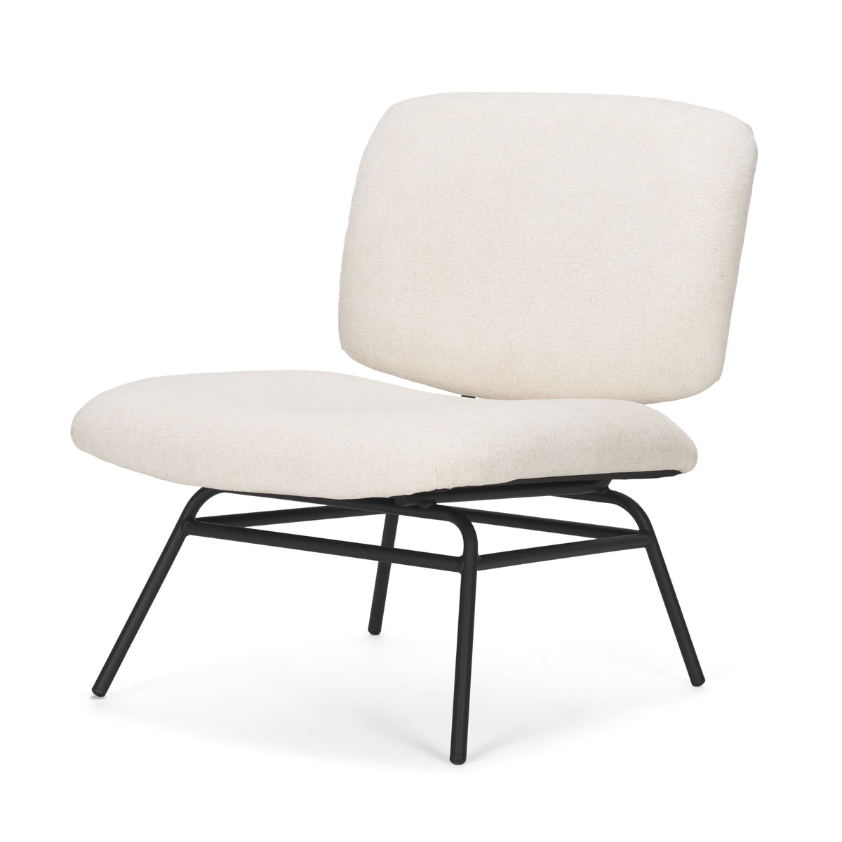 Nora Cream/Matte Black Fabric Accent Chair