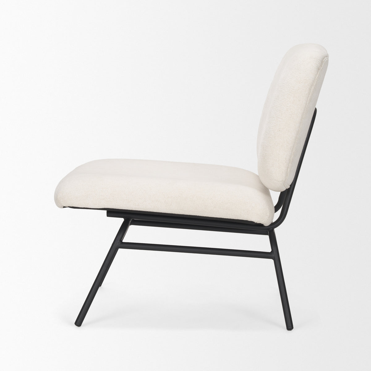 Nora Cream/Matte Black Fabric Accent Chair