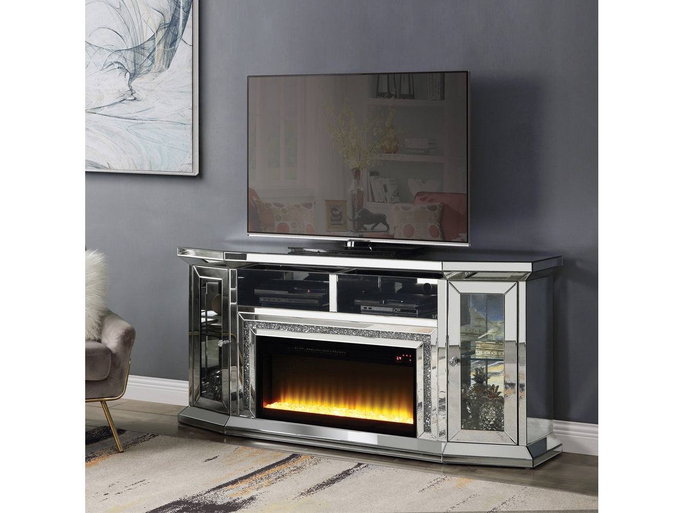 Noralie 67" TV Stand w/ Electric Fireplace - Ornate Home