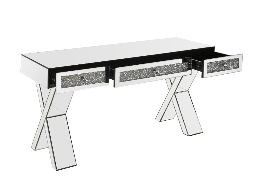 Noralie Clear Glass/Faux Diamonds Writing Desk - Ornate Home