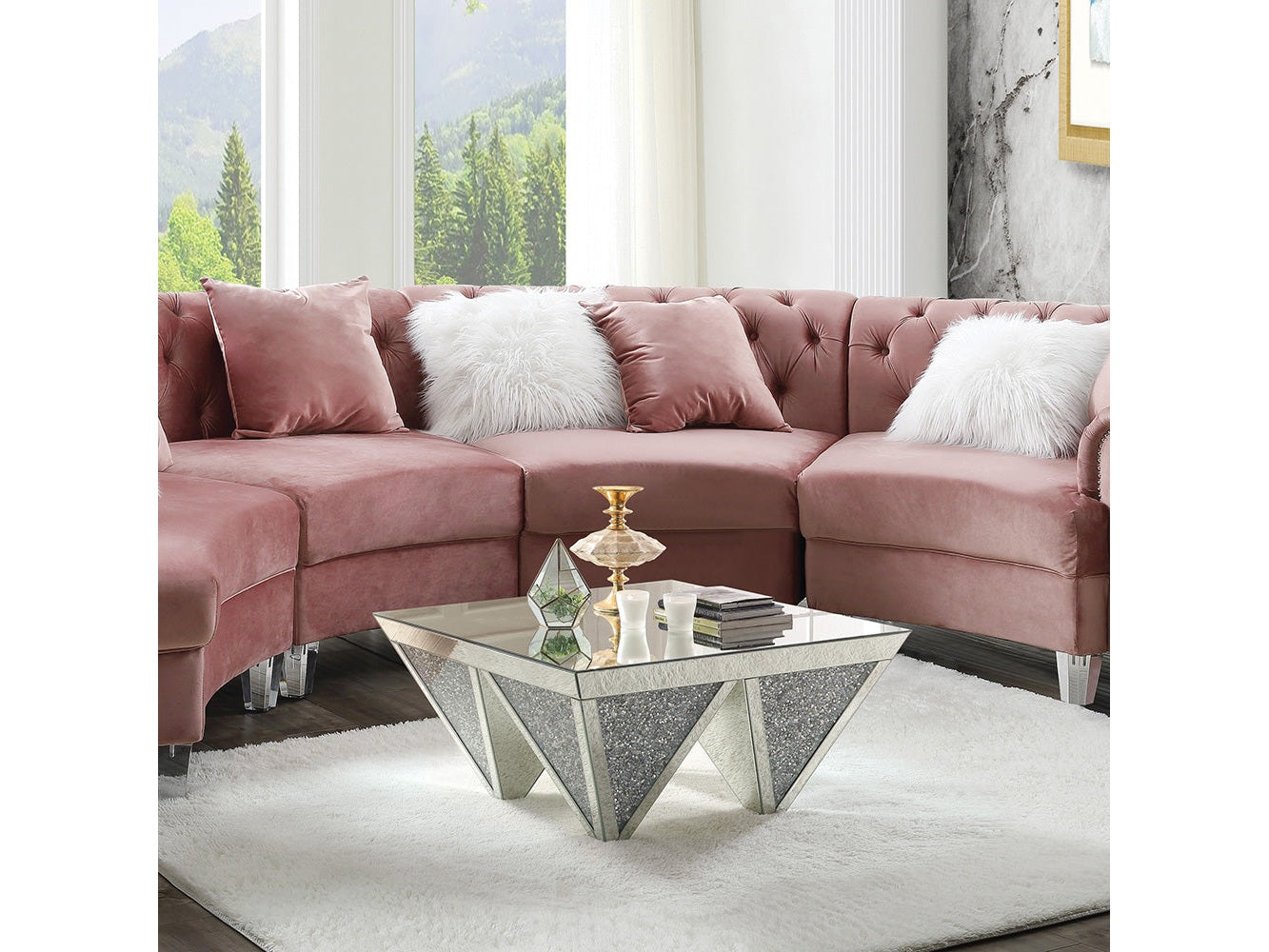 Noralie Coffee Table Inversed Pyramid Base - Ornate Home