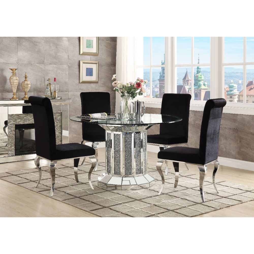 Noralie Dining Table Angular Cylindrical Base - Ornate Home