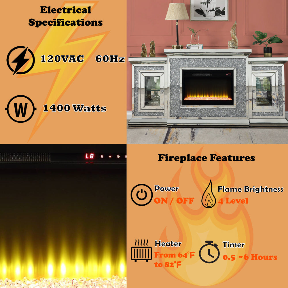 Noralie Faux Diamonds Fireplace 39" H - Ornate Home