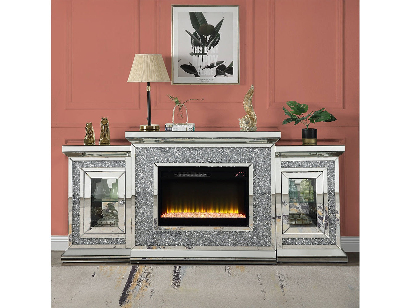 Noralie Faux Diamonds Fireplace 39" H - Ornate Home