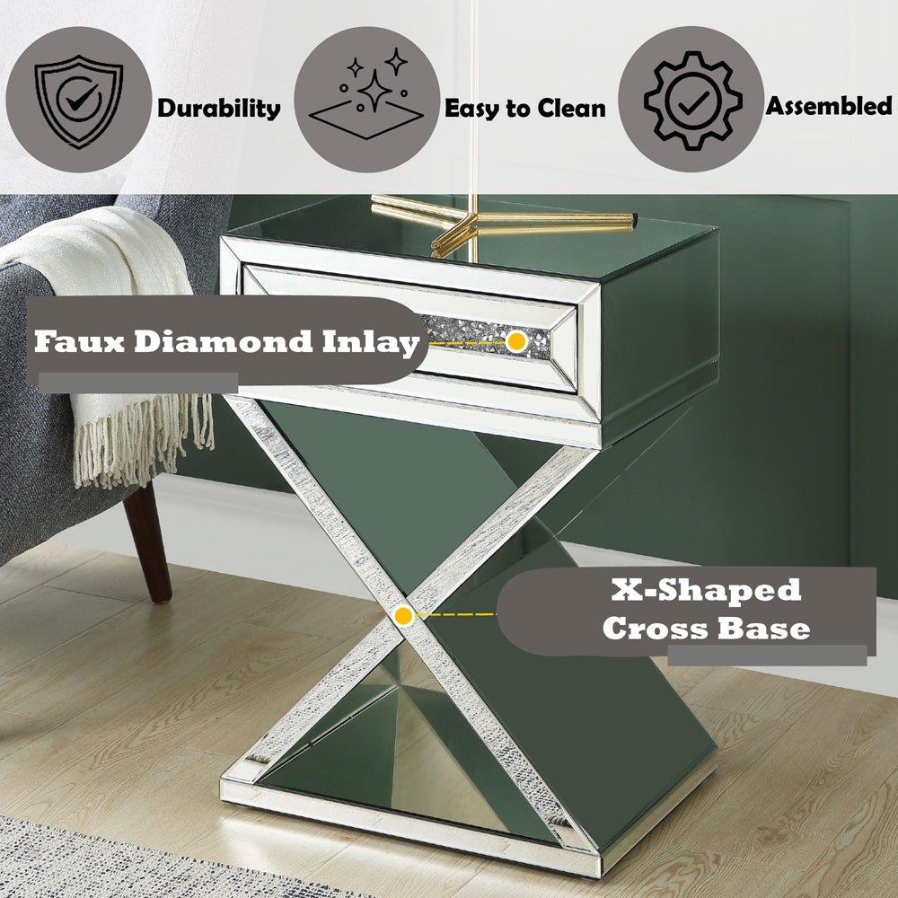 Noralie Faux Diamonds X-Base Accent Table - Ornate Home
