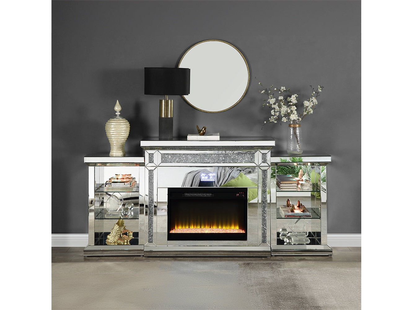 Noralie Glam Style LED Fireplace w/ Bluetooth - Ornate Home