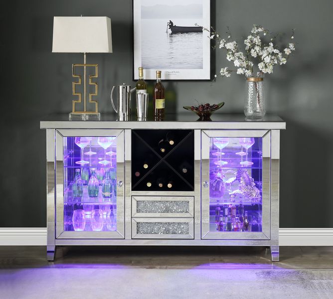 Noralie Glass Door Wine Cabinet w/Led - Ornate Home