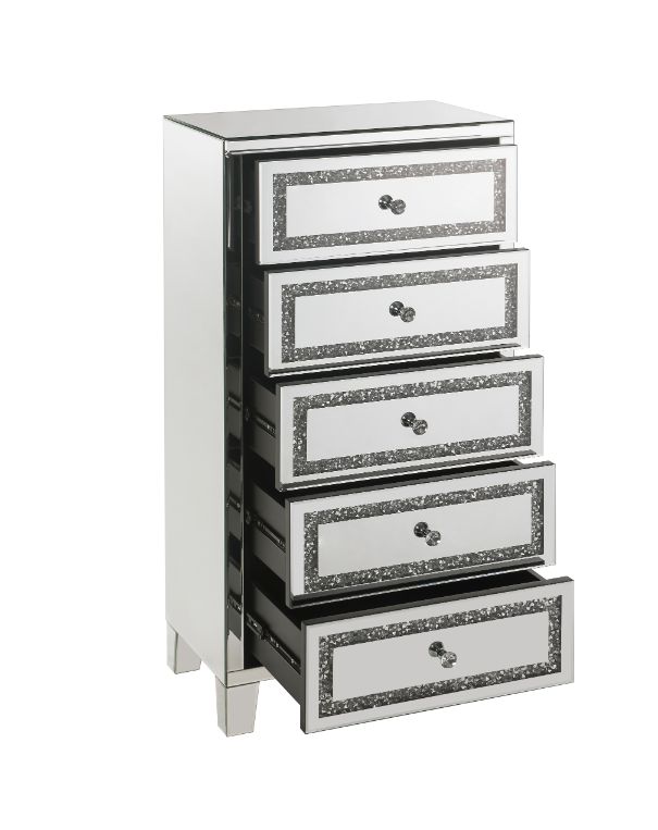 Noralie Mirrored/Faux Diamonds Cabinet - Ornate Home