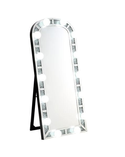 Noralie Mirrored/Faux Diamonds Floor Mirror - Ornate Home
