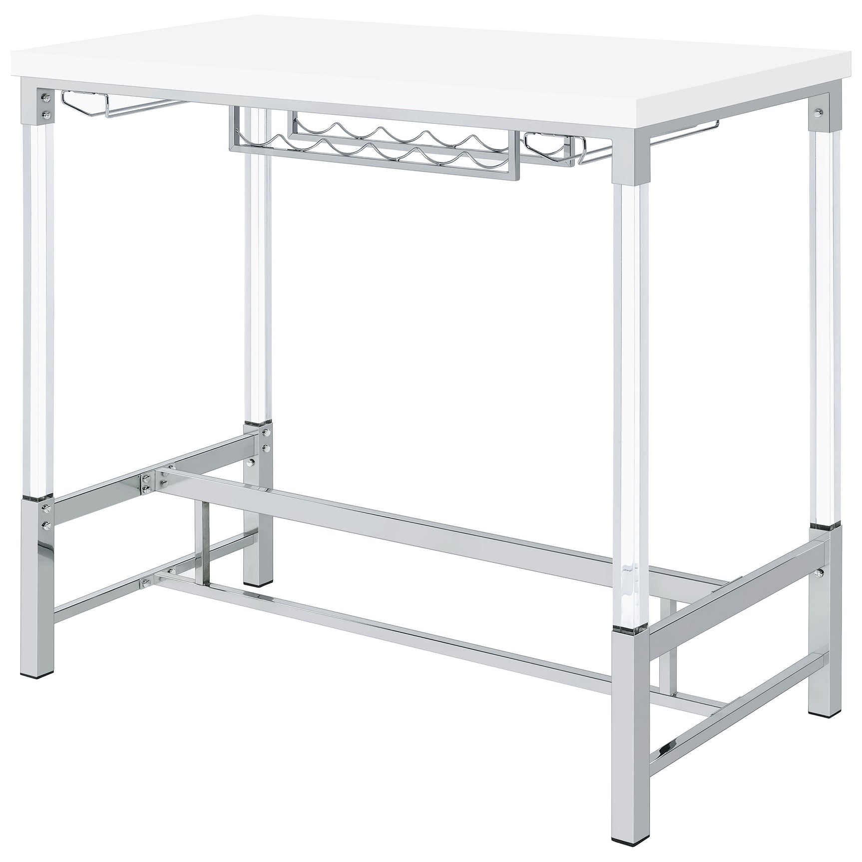 Norcrest White High Gloss Bar Table - Ornate Home