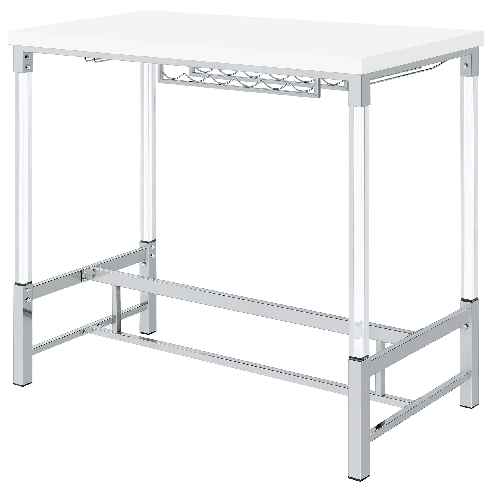 Norcrest White High Gloss Bar Table - Ornate Home