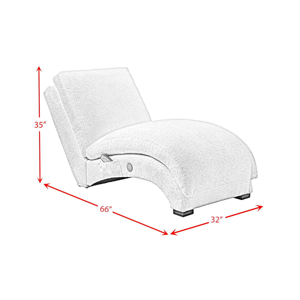 Nori Glam Fog Chaise with Heat Massage, USBC, LED - Ornate Home