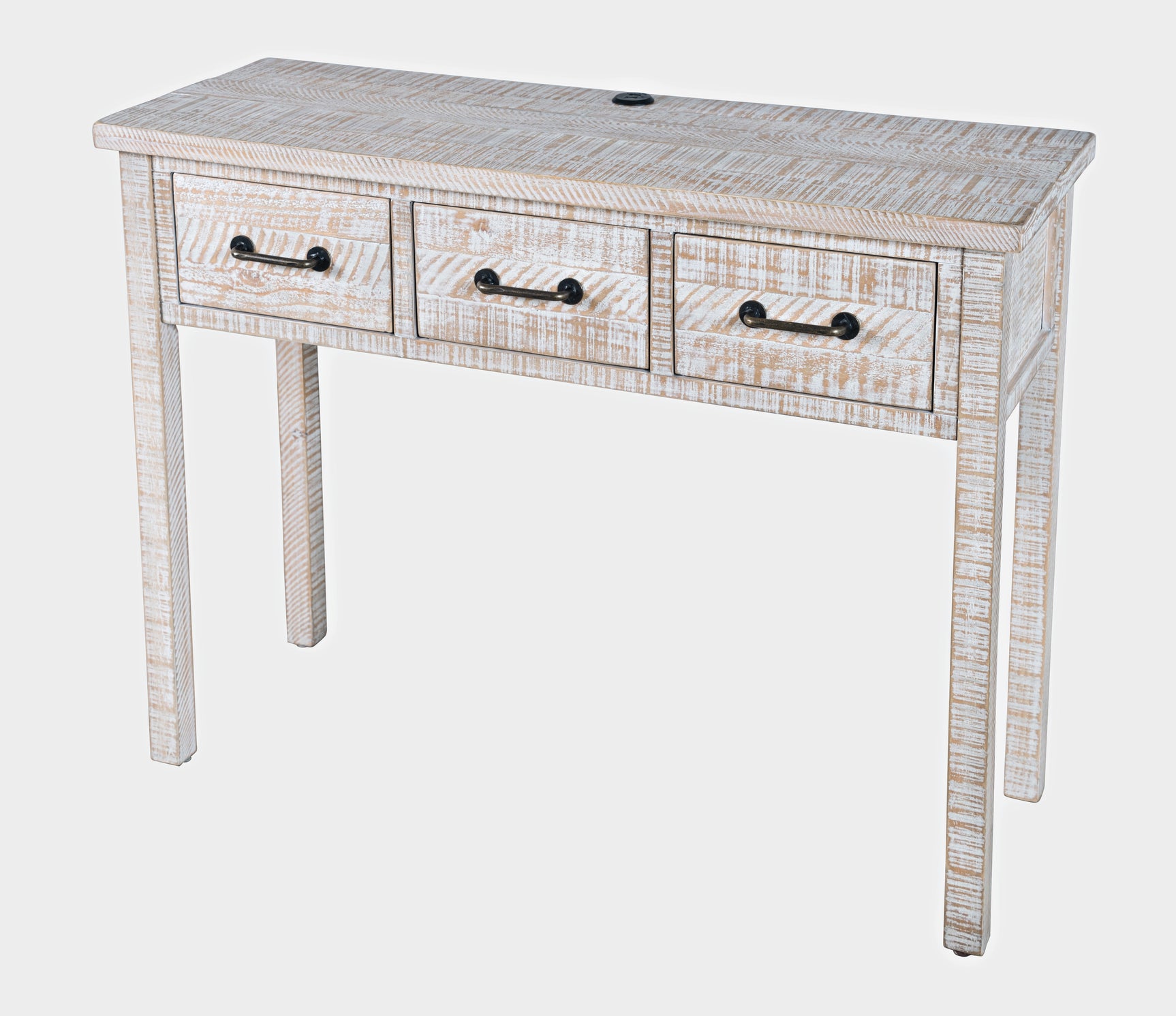 North Coast White Wash 3 Drawer Accent Console - Ornate Home