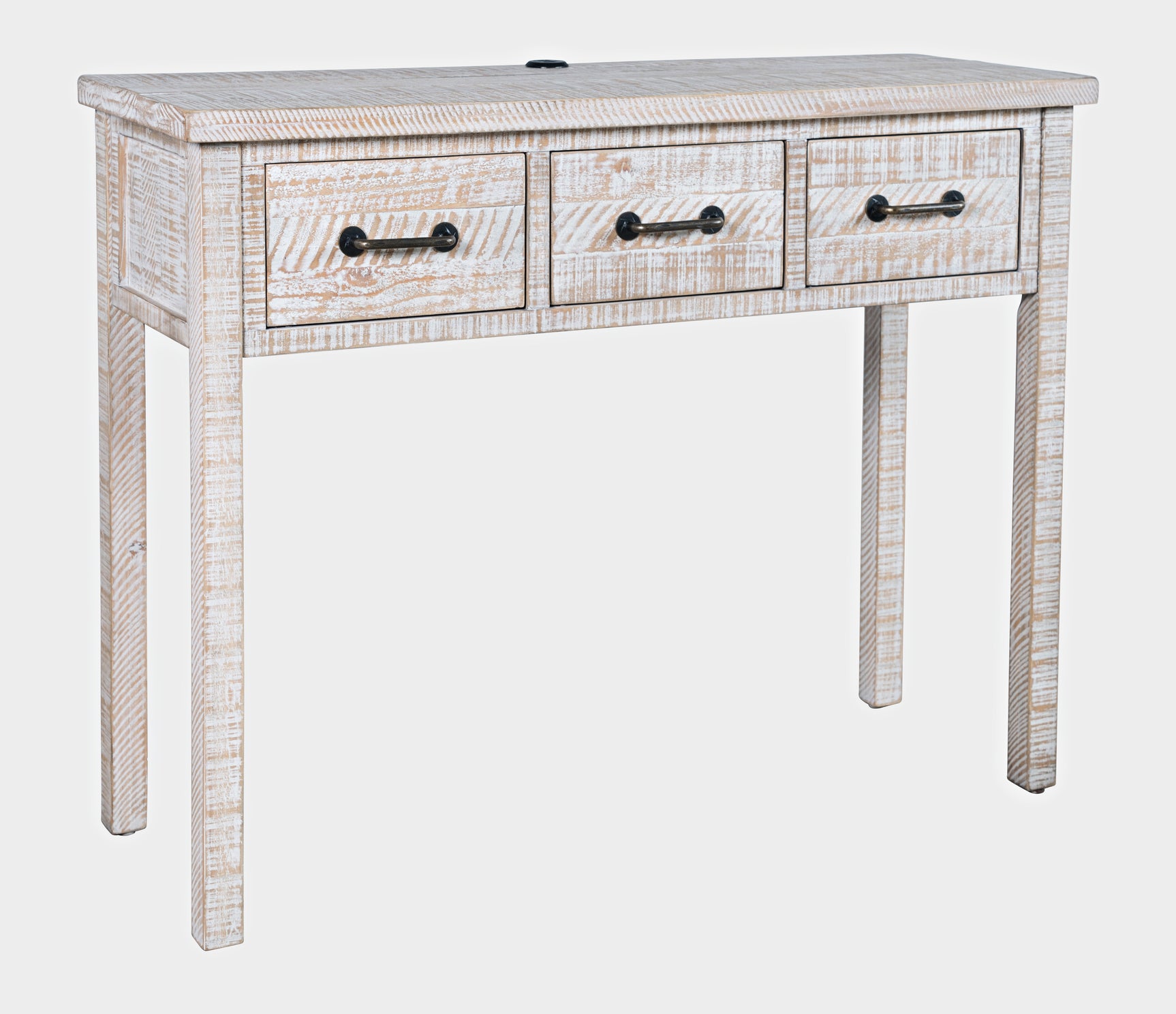 North Coast White Wash 3 Drawer Accent Console - Ornate Home