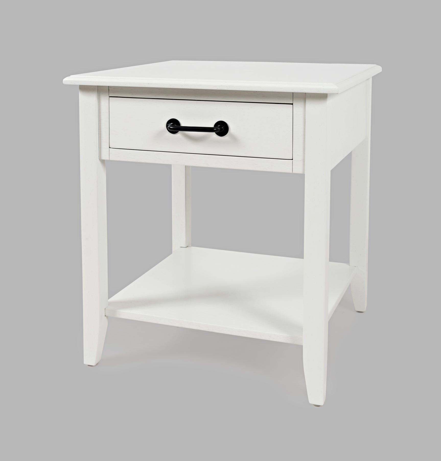 North Fork White End Table w/ Drawer - Ornate Home