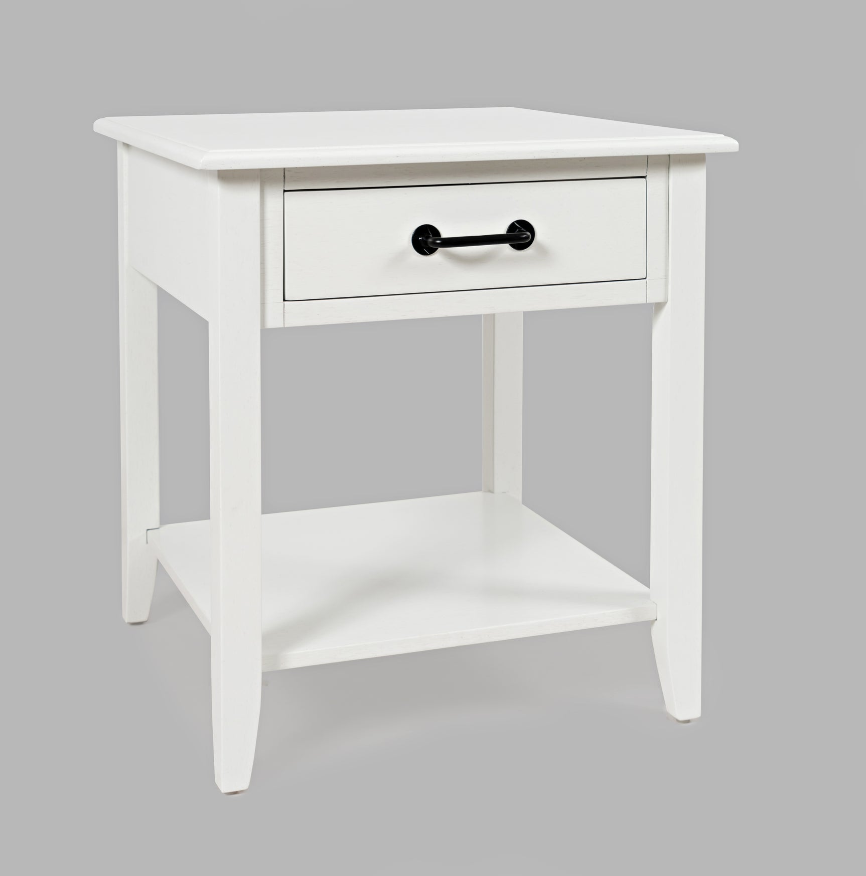 North Fork White End Table w/ Drawer - Ornate Home
