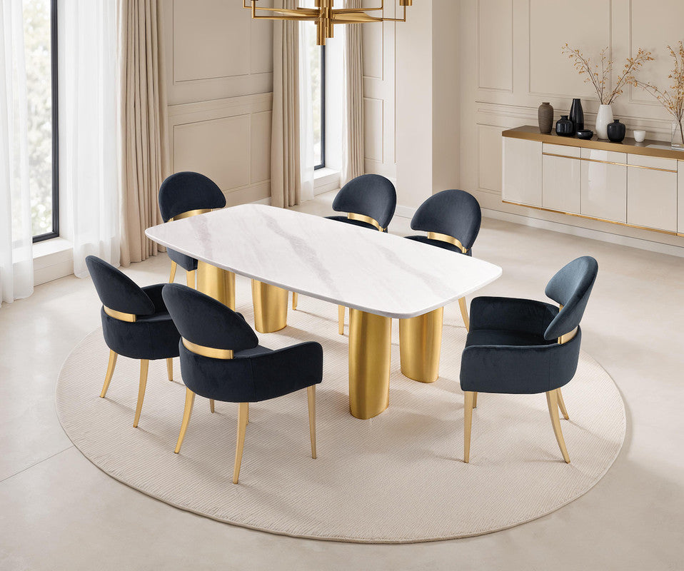 Northall White/Gold/Black 7 Pc. Dining Table Set - Ornate Home