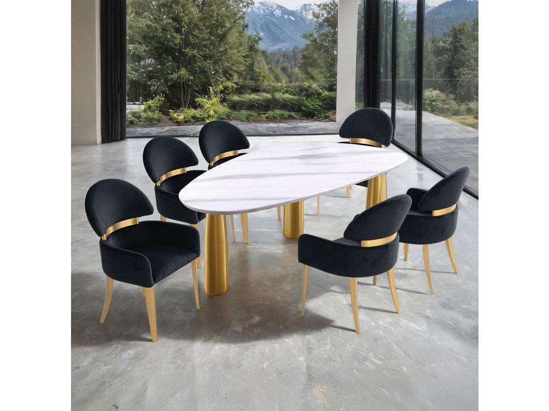 Northam White/Matte Gold 7 Pc. Dining Table Set - Ornate Home