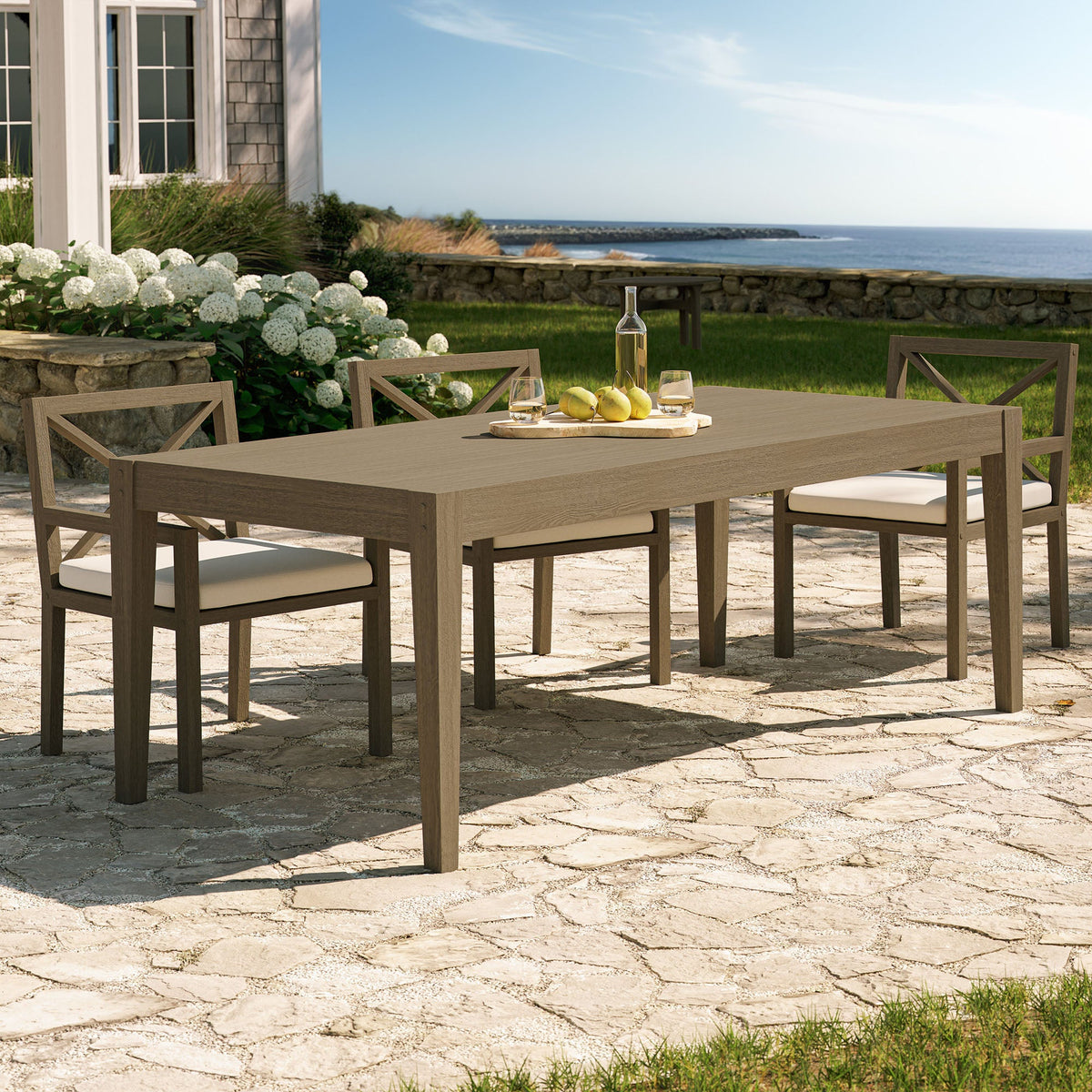 Northlake Weathered Gray 83" Rectangular Outdoor Patio Teak Dining Table - Ornate Home